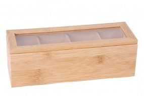 Iosss Wooden Bamboo Tea Box 4 Sections Compartments Container N3