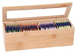 Iosss Wooden Bamboo Tea Box 4 Sections Compartments Container N4