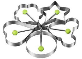 Egg Mold 5 Piece Set - Stainless Steel - Pancake Mold - Cookie Cutter Set N6