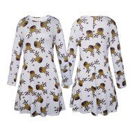 Xmas Print Dress,Morecome Women Christmas Long Sleeve Flared Party Dresses (XL, White) N4