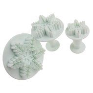 Set of 3 Snowflake Plastic Cake Cookie Fondant Cutter Plunger Molds with Stylus N4