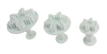 Set of 3 Snowflake Plastic Cake Cookie Fondant Cutter Plunger Molds with Stylus N6