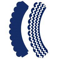 Navy Blue Chevron Cupcake Wrappers, Nautical Decoration, Confetti Couture Party Supplies, 36 Wraps N4