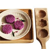 SEADEAR Chinese Traditional Wooden Moon Cake Mooncake Cookie Baking Decoration Cutter Mold with Stylus