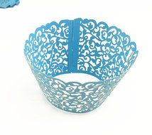 Yansanido 12 set pink Filigree Artistic Bake Little Vine Lace Laser Cut Cupcake Wrapper Cup Muffin Case Trays... N75