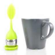 UCEC New Silicone &amp; Stainless Steel Leaf Tea Strainer Colander Infuser Ball Spice Filter (green) N8