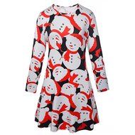 Xmas Print Swing Dress,Morecome Ladies Christmas LongSleeve Flared Party Dresses (M, Black) N2