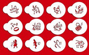 Designer Stencils C200 Twelve Days of Christmas Cookie and Cupcake Stencils (Small), Beige/semi-transparent N2