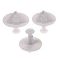 Whitelotous Christmas Theme Cookie Cutters - Plastic Fondant Cake Sugarcraft Cutter Decorating Baking Mold Plunger... N34