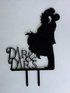 Mr. &amp; Mrs. Kissing Couple Silhouette Acrylic Wedding Cake Topper
