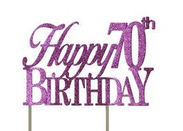 All About Details Pink Happy-70th-birthday Cake Topper