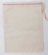 Cotton Muslin Bags 8x10 Inches Red Hem and Orange Drawstring 10 Count Pack