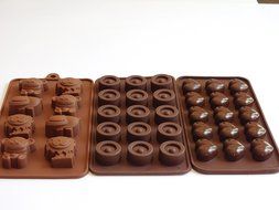 Silicone 3 Piece Candy Mold set, Hearts, Round Mold, and Lions/bear/hippo Candy Molds N6