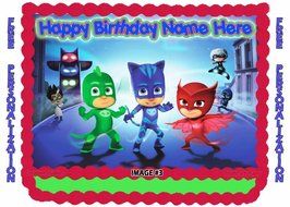 Personalized PJ MASKS Edible Image CAKE TOPPER Frosting Sheet Copcake Owlette (1/4 sheet, Image 3) N6
