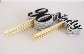 All About Details Black Ninety Cupcake Toppers, Set of 12 N2