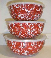 Golden Rabbit Red Swirl Nesting Mixing Bowls