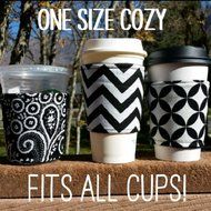 Fabric coffee cozy / cup sleeve / coffee sleeve / coffee cup holder -- Blue and Teal Floral N2