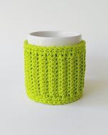 Tea Cup Cozy - Coffee Mug Cozy - Green - Flower Button N3