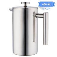 Double Wall Tea & Coffee Brewer | Stainless Steel Coffee Pot & Maker - French Press 20 oz or 600 ml Coffee Pot