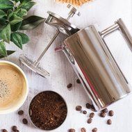 Double Wall Tea & Coffee Brewer | Stainless Steel Coffee Pot & Maker - French Press 20 oz or 600 ml Coffee Pot N2