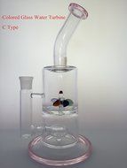 Glass Water Turbine Whirlpool Pipe 18mm Female Joint Showerhead (11.4'' Height, White B Type) N3