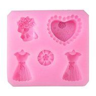 Y&amp;XL&amp;H Wedding Love Full Dress Baking Fondant Cake Choclate Candy Mold,L8.3cmW7.7cmH1.8cm N4