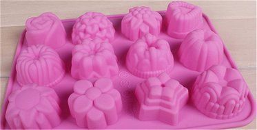 HAKSEN Mini 12-flower Shape Silicone Ice Cube / Chocolate / Cake Mould ,Pink N4