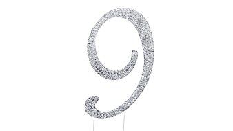 Number 2 Rhinestone Crystal Cake Topper Silver, Numbers, Letters for Wedding, Birthday, Anniversary, Party. Shine... N23