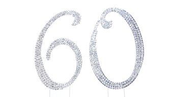 Number 2 Rhinestone Crystal Cake Topper Silver, Numbers, Letters for Wedding, Birthday, Anniversary, Party. Shine... N25