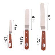 LAIMALA Stainless Steel Offset Spatula Set Icing Cake Decoration Tools, Wooden Handle, Set of 3, 4&#039;&#039;-6&#039;&#039;-8&#039;&#039; N4