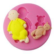 FOUR-C Silicone Mold Baby and Bear Cupcake Decor Mold Color Pink