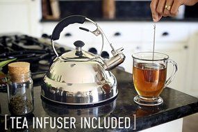 Surgical Stainless Steel Whistling Tea Kettle, 2.75 Quart Stove Top Kettle Teapot with Layered Capsule Bottom,... N7