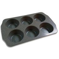 CasaWare Jumbo Muffin Pan 6 Cup Ceramic Coated Non-Stick (Silver Granite)