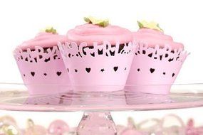PNK BABY GIRL L CUT CUPCKE WRAP 24PC (6 pack)