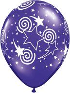 Pioneer Balloon Company 50 Count Swirling Star-A-Round Latex Balloon, 11", Assorted N7