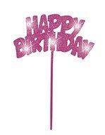 Flashing Pink Happy Birthday Cake Topper Decoration N2