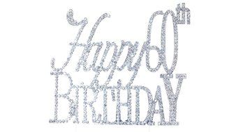 Happy 60th Birthday Rhinestone Crystal Cake Topper Silver, Numbers, Letters for Wedding, Birthday, Anniversary... N33