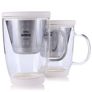 Emoi 12oz Teapot, Pyrex Glass Brewing Tea Cup, Tea Infuser Mug, Loose Leaf Flower Tea Maker w/ Strainer, Food... N2