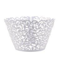 Cosmos &reg; 24 Pcs Flower Vine Filigree Cutout Lace Cupcake Wrapper Wraps Liner Wedding Party Cake Decoration (White) N2