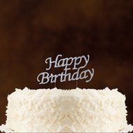 Happy 60th Birthday Rhinestone Crystal Cake Topper Silver, Numbers, Letters for Wedding, Birthday, Anniversary... N39