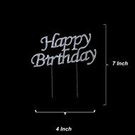 Happy 60th Birthday Rhinestone Crystal Cake Topper Silver, Numbers, Letters for Wedding, Birthday, Anniversary... N40