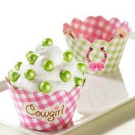 Pink Cowgirl Party Supplies - Reversible Cupcake Wrappers (12)