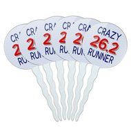 Set of 6 Cupcake Picks Toppers Decoration Running - Crazy 26.2 Runner Marathon N11
