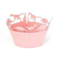 Avery Barn 48pc Decorative Dinosaur Cut Out Design Party Cup Cake Wrappers-Pink N6