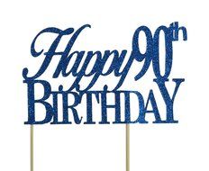 All About Details Blue Happy-90th-birthday Cake Topper