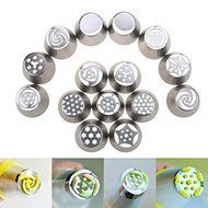 Cake Decorating Piping Tips 15 Pcs Stainless Steel Russian Tulip Icing Piping Kit Nozzles Cake Decoration Tips... N7