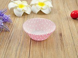 100 PCS Pink w/ White Polka Dot Premium Paper Cupcake Cups N2