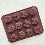 Y&amp;XL&amp;H 12 Holes Silicone Owl Cake Decor Mould Candy Cookies Chocolate Mold Reusable Ice Sugar Mold