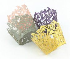 Yansanido 12 set pink Filigree Artistic Bake Little Vine Lace Laser Cut Cupcake Wrapper Cup Muffin Case Trays... N77