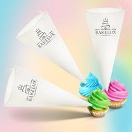 18-Inch Pastry Bags (3 Pack) - BakeLux Commercial Grade Reusable Cotton Icing Bags Set - Featherweight Piping... N6